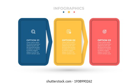 Elementos infográficos modernos. Plantilla de negocio para presentación. Concepto de flechas vectoriales con 3 opciones o pasos.
