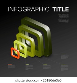 Um infográfico moderno com quadrados gradientes 3D em tamanhos e cores variados. O design destaca elementos de visualização de dados com anotações para conteúdo descritivo.