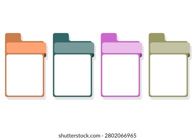 Modern infographic folder tabs illustration with four colorful categories for business presentation workflow steps minimalist flat design set with copy space for text web element