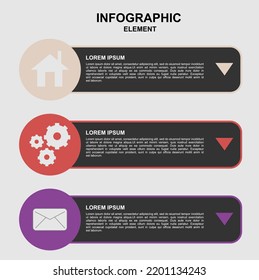 Modern infographic home, setting and mail symbol for design web profesional