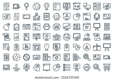 modern infographic icon pack. perfect for minimalist ui designs featuring vector statistics, search, cloud computing, chart, infographic, chart, board, and more icons.