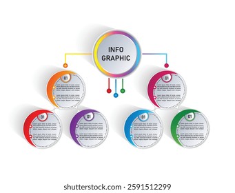 Modern infographic label design template. Business concept with 6 options. Vector illustration