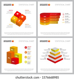 Modern infographic layout collection can be used for web design, presentation slide, annual reports. Business concept with percentage, process charts and pyramid diagram
