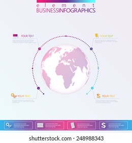 Modern infographic network template globe with place for your text. Can be used for workflow layout, diagram, chart, number options, web design.
