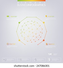 Modern infographic network template with place for your text. Can be used for workflow layout, diagram, chart, number options, web design.