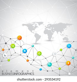 Modern infographic network template with place for your text. Can be used in the workflow layout, diagram, chart, number options, web design.