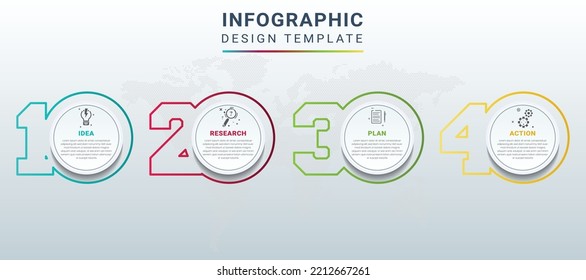 Modern infographic number vector with world map