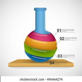 Modern infographic on science and medicine in the form of test tubes. Design elements. 