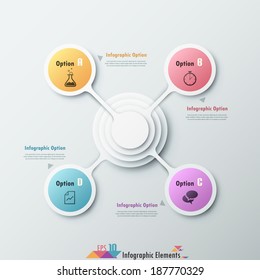 Modern infographic option banner with abstract round shapes for 4 options. 