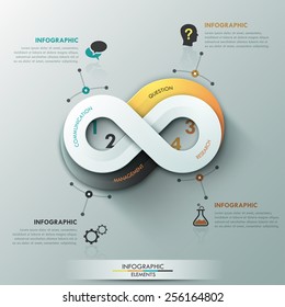 Modern infographic option banner with abstract round infinity ribbon. Vector. Can be used for web design and  workflow layout