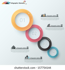 Modern infographic option banner with realistic colorful circles with shadows. Vector. Can be used for web design and  workflow layout