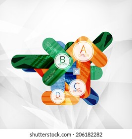 Diseño de opciones infográficas modernas, de elementos solapados en forma redondeada y brillante