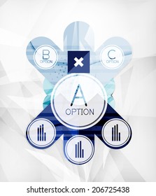 Modern infographic option layout made of glossy colorful round shaped overlapping elements