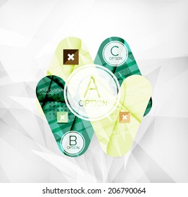 Modern infographic option layout made of glossy colorful round shaped overlapping elements