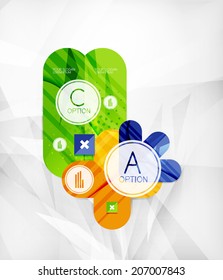 Modern infographic option layout made of glossy colorful round shaped overlapping elements
