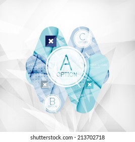 Modernes Infografik-Optionspaket aus glänzend bunten, rundum überlappenden Elementen