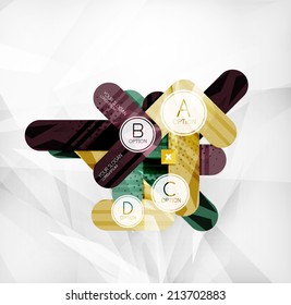 Diseño de opciones infográficas modernas, de elementos solapados en forma redondeada y brillante