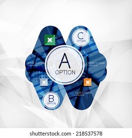 Modern infographic option layout made of glossy colorful round shaped overlapping elements