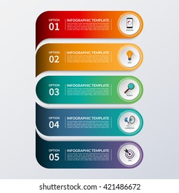 Modern infographic options banner. Business concept with 5 steps, options, parts. Vector background. Can be used for workflow layout, brochure, diagram, chart, number and step up options, web design