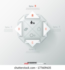 Modern infographic options banner with color paper bent square. Vector. Can be used for web design and  workflow layout