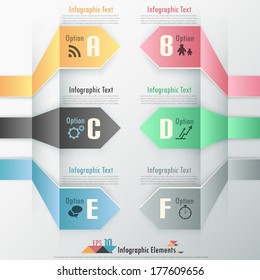Modern infographic options banner with colorful paper ribbons. Vector. Can be used for web design and workflow layout