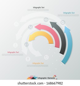 Modern infographic options banner with paper arrows on grey background. Vector. Can be used for web design and  workflow layout