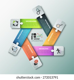 Modern infographic options banner paper ribbons and puzzle elements for 6 options. Vector. Can be used for web design and workflow layout