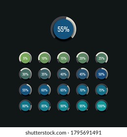 Modern infographic piechart template with round realistic elements on a white background. Business percentage visualisation. Vector information easy to edit and customize eps10