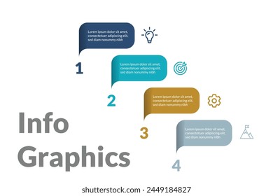 Moderne infographische ppt Folie Vorlage. Kreatives Element-Design mit Strategie-Symbolen. Geschäftskonzept mit 4 Optionen, Stufen, Abschnitten.