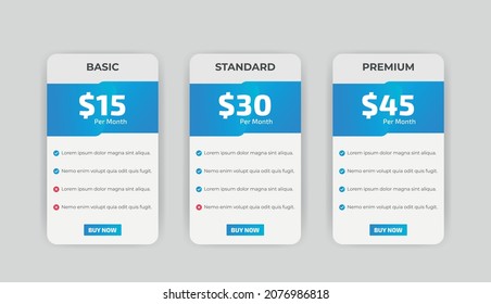 Modern infographic Pricing tables and plans template