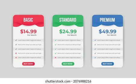 Modern infographic Pricing tables and plans template