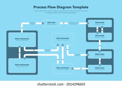 Modern infographic for process flow diagram - blue version. Flat design, easy to use for your website or presentation.