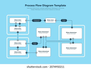 Modern infographic for process flow diagram - blue version. Flat design, easy to use for your website or presentation.