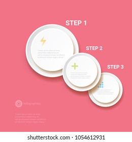 modern infographic progress white paper banners set with options or steps on pink background . Can be used for business timelines, numbered banners , graphic or website layout