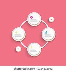 modern infographic progress white paper banners set with options or steps on pink background . Can be used for business timelines, numbered banners , graphic or website layout