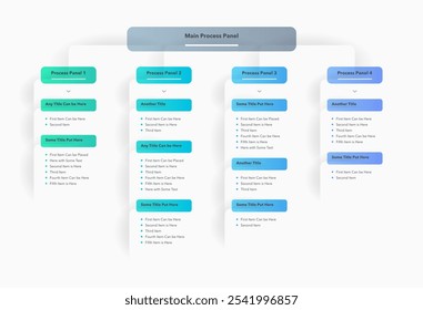 Modern infographic for project or organization structure. Simple diagram with four colourful options for data visualization.