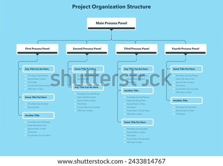 Modern infographic for project or organization structure - blue version. Simple flat template for data visualization.