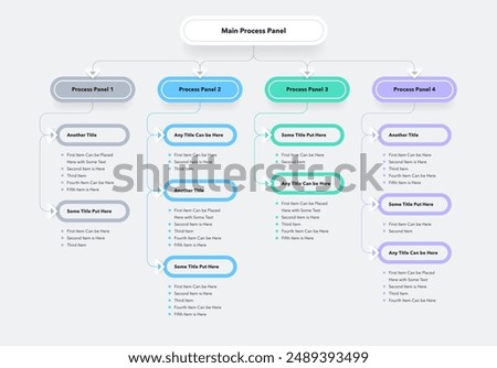 Modern infographic for project or organization structure. Simple flat template with four colourful options for data visualization.