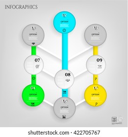 Modern infographic, set, group, collection of labels, banners with numbers and simple icons, isolated on bright background, for infographics, presentations, documents