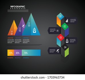 Modern infographic set style with 3D geometric designs