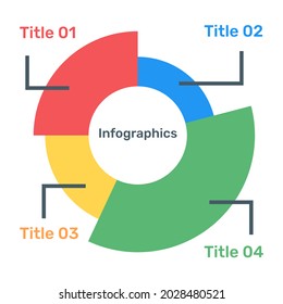 A modern infographic showing multilevel pie chart in flat icon