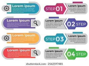 Modern Infographic slides presentation elements template. Business Process and step diagram. Data visualization timeline process infographic.