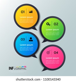 Modern Infographic with speech bubbles, Business concept with 4 steps or options, can be used for workflow layout, diagram, annual report, web design.Creative banner,label vector.