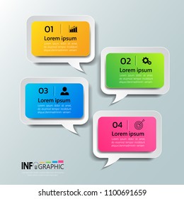 Modern Infographic with speech bubbles, Business concept with 4 steps or options, can be used for workflow layout, diagram, annual report, web design.Creative banner,label vector.