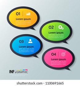 Modern Infographic with speech bubbles, Business concept with 4 steps or options, can be used for workflow layout, diagram, annual report, web design.Creative banner,label vector.