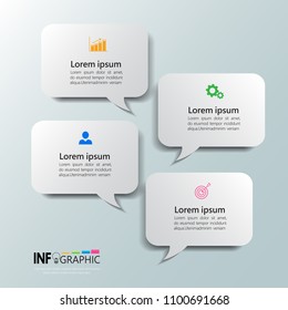 Modern Infographic with speech bubbles, Business concept with 4 steps or options, can be used for workflow layout, diagram, annual report, web design.Creative banner,label vector.