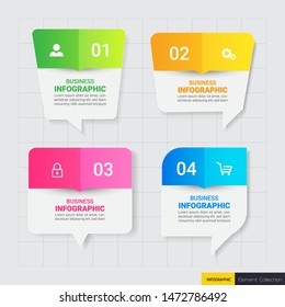 Modern Infographic with speech bubbles, Business concept with 4 steps or options.