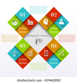 Modern infographic square template.. Business concept with 4 options. Can be used for workflow layout, diagram,  web design