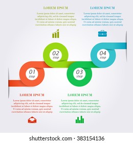 Modern infographic step banner with abstract round ribbons. Business concept with 4 options. Can be used for workflow layout, diagram, web template