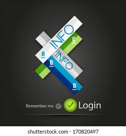 Modern infographic stripes design on black for business background | numbered banners | business lines | graphic website layout vector